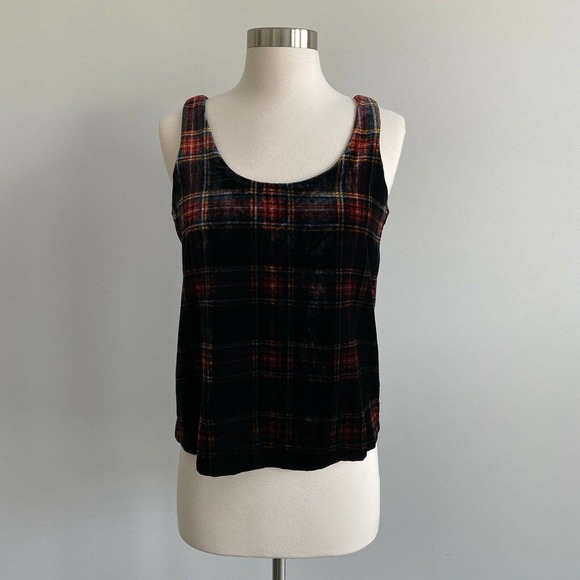 J. Crew Velvet Plaid Stewart Tartan Tank Top Holiday Party Festive NWT OO - Picture 1 of 6